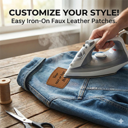 Curved Rectangle Leatherette Iron-on Patch